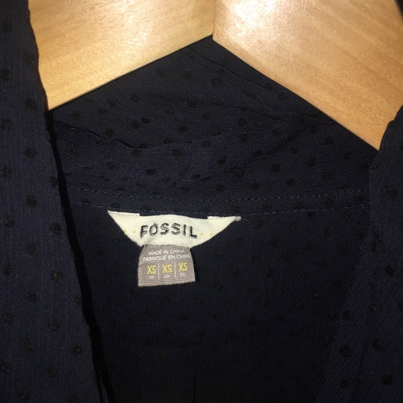 Fossil 3/4 Sleeve Blouse with Built-in Scarf | XS - Picture 4 of 5